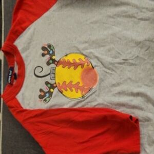 Sport Tek softball reindeer Christmas shirt sz xs 7/8 K37